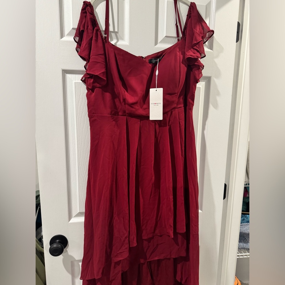 Burgundy High Low Dress